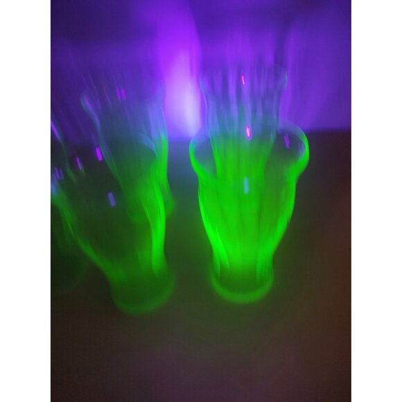 Vintage Vaseline Uranium Green Glass Tumblers set of 6 Libbey - Picture 4 of 11